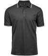 T1407 1407 Tee Jays Luxury Stretch Tipped Polo Shirt Dark Grey / White colour image
